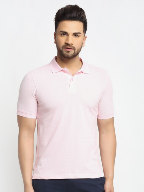 

Global Republic Men Pink Pure Cotton Solid Polo Collar T-shirt