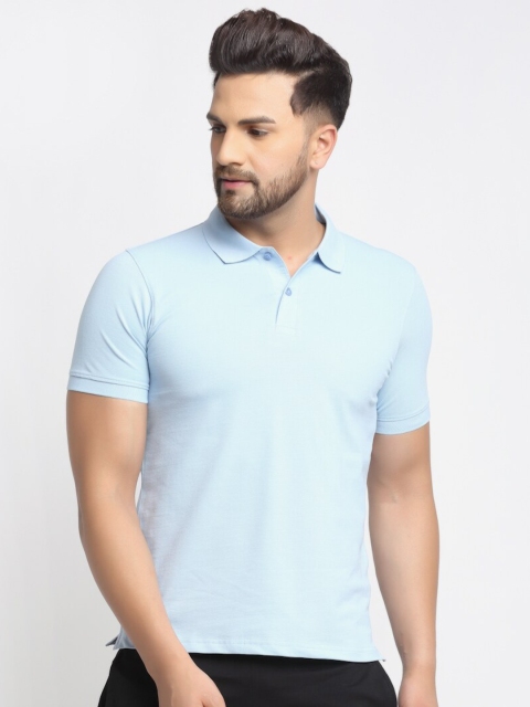 

Global Republic Men Blue Pure Cotton Solid Polo Collar T-shirt