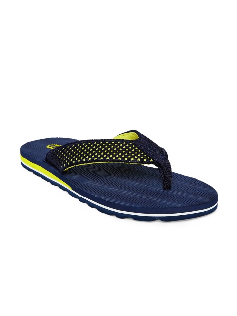 

Ajile by Pantaloons Men Navy Blue & Lime Green Self Design Thong Flip-Flops