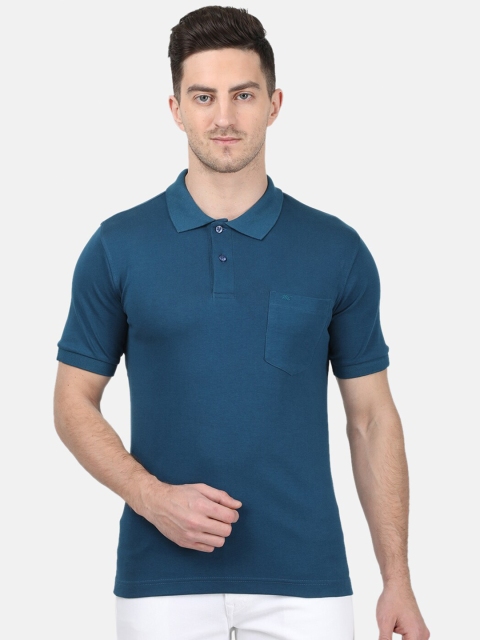 

Monte Carlo Men Teal Blue Solid Polo Collar T-shirt