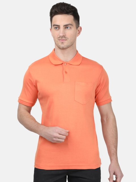 

Monte Carlo Men Peach Coloured Solid Polo Collar T-shirt