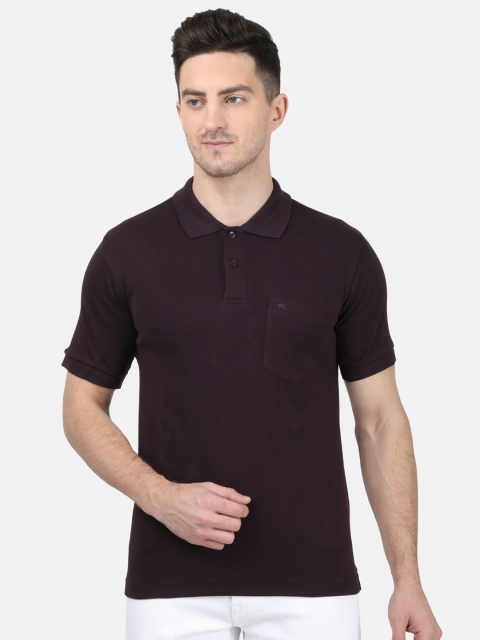 

Monte Carlo Men Burgundy Solid Polo Collar T-shirt