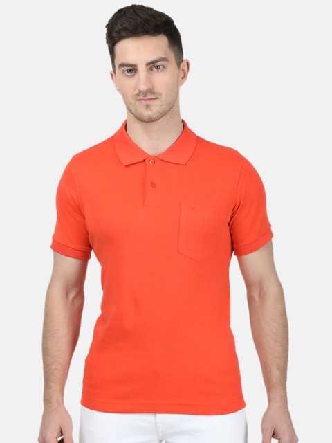 

Monte Carlo Men Orange Solid Polo Collar T-shirt