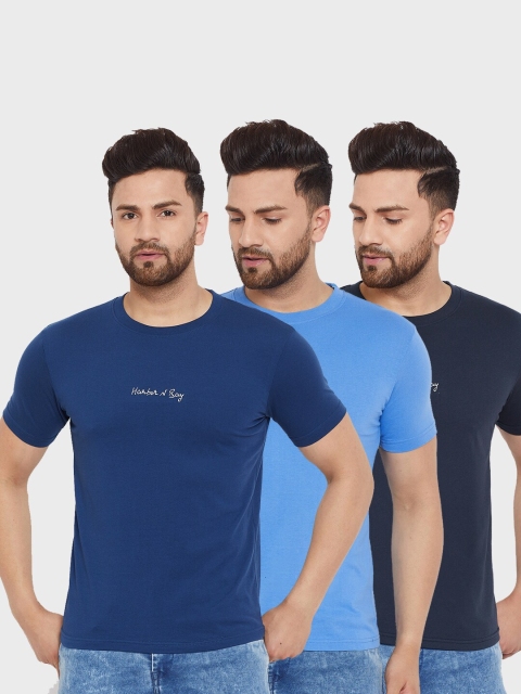 

HARBORNBAY Men Pack of 3 Solid Round Neck T-shirt, Blue