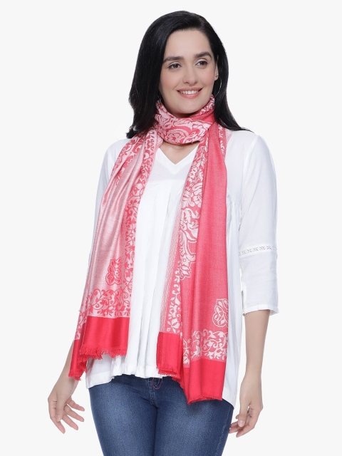 

Scarves & Glitters Women Pink & Silver-Toned Woven Design Stole