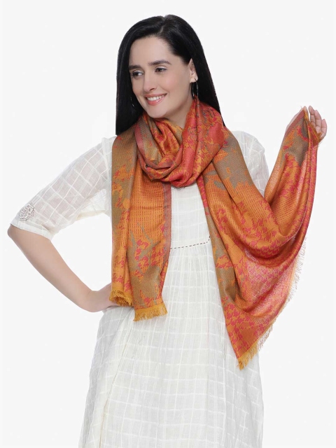 

Scarves & Glitters Women Mustard & Khaki Woven Design Stole