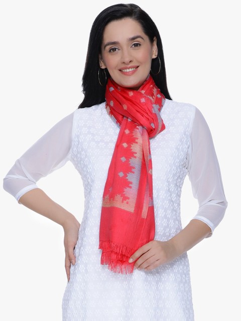 

Scarves & Glitters Women Pink & Grey Woven Design Stole