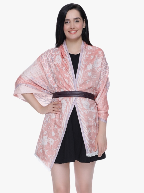 

Scarves & Glitters Women Peach-Coloured & Blue Woven Design Stole