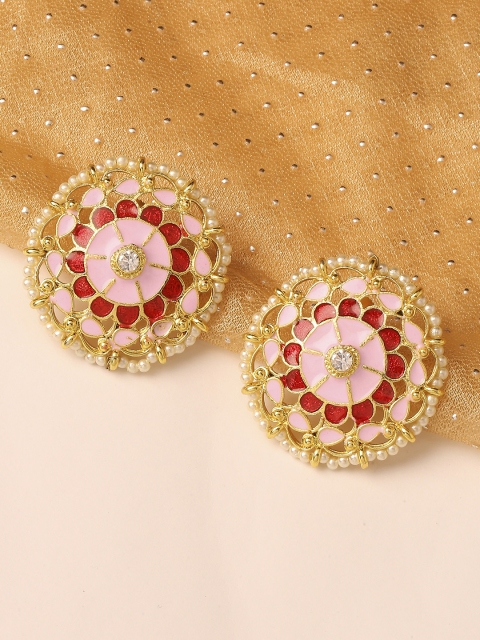 

OOMPH Red & Gold-Toned Meenakari Contemporary Studs