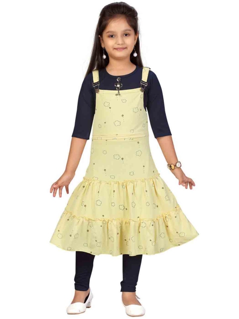 

Aarika Girls Navy Blue & Yellow Printed Top with Leggings