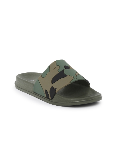 

Pantaloons Junior Boys Olive Green & Black Printed Sliders