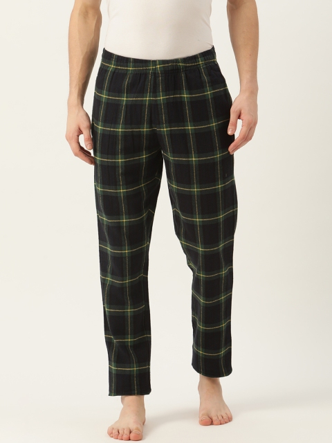 

Sweet Dreams Men Black & Green Pure Cotton Checked Lounge Pants