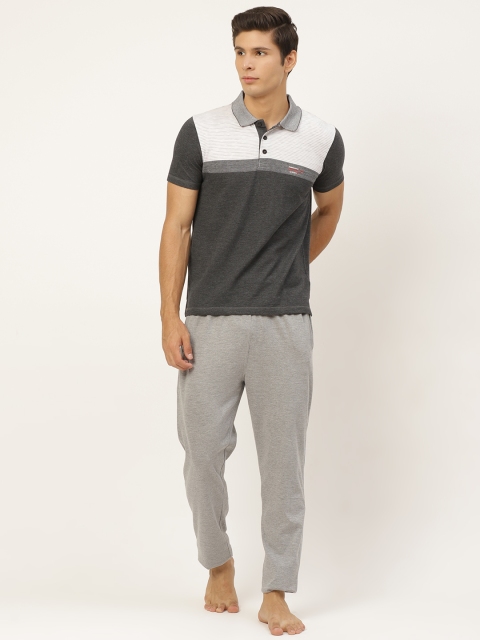 

Sweet Dreams Men Charcoal Grey Colourblocked Night suit