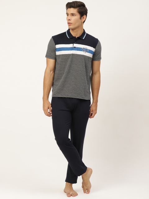 

Sweet Dreams Men Navy Blue & White Striped Night suit