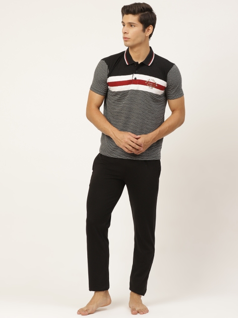 

Sweet Dreams Men Black & White Striped Night suit