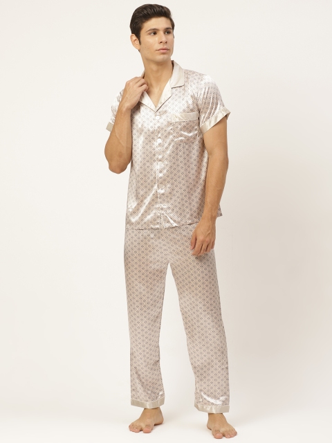 

Sweet Dreams Men Beige & Black Printed Night suit