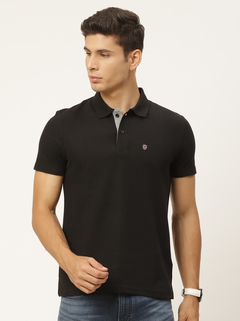 

Sweet Dreams Men Black Solid Polo Collar Athelisure T-shirt