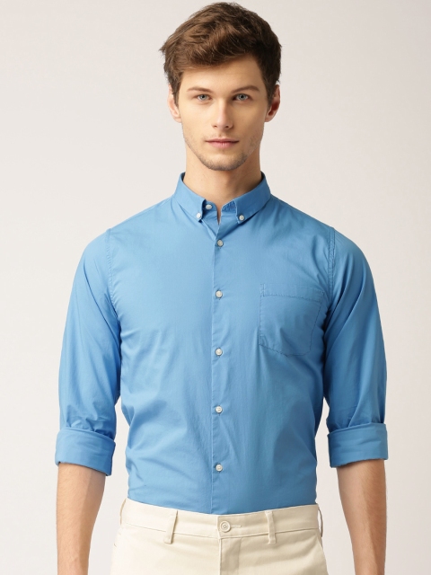 

ETHER Blue Cotton Stretch Casual Antimicrobial Slim Fit Shirt