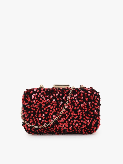 

Anekaant Black & Red Embellished Clutch