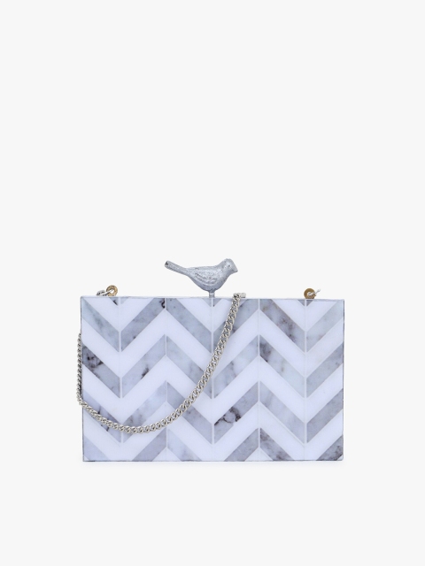 

Anekaant Grey & White Striped Clutch