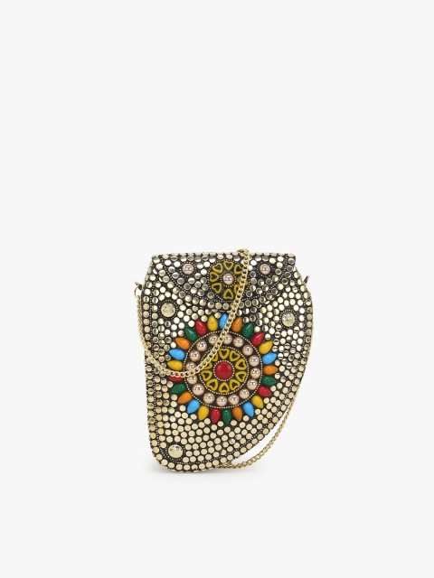 

Anekaant Gold-Toned & Red Embellished Clutch