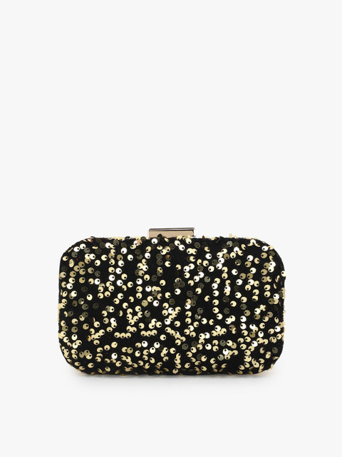 

Anekaant Black & Gold-Toned Embellished Clutch