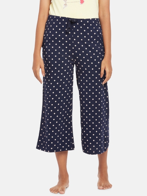 

Dreamz by Pantaloons Women Navy Blue Printed Cotton Lounge Pants