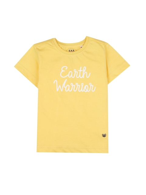 

Ed-a-Mamma Boys Yellow & White Printed Round Neck Sustainable T-shirt