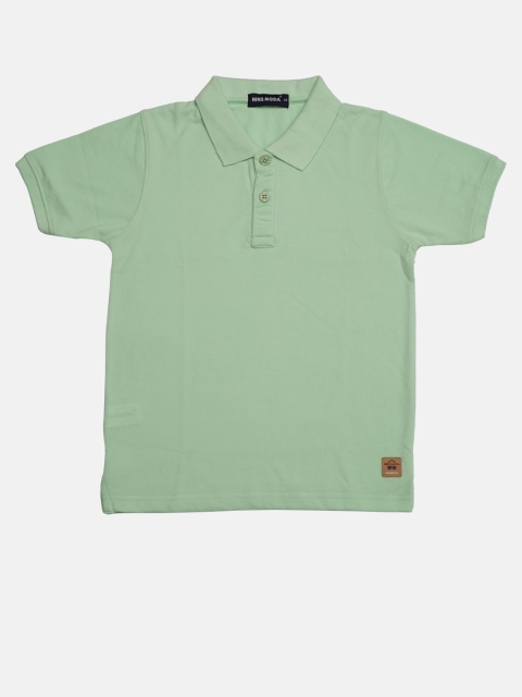 

Nins Moda Boys Green Solid Polo Collar T-shirt