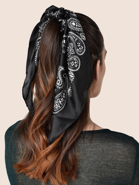 

ToniQ Black & White Satin Paisley Printed Ponytail Holders