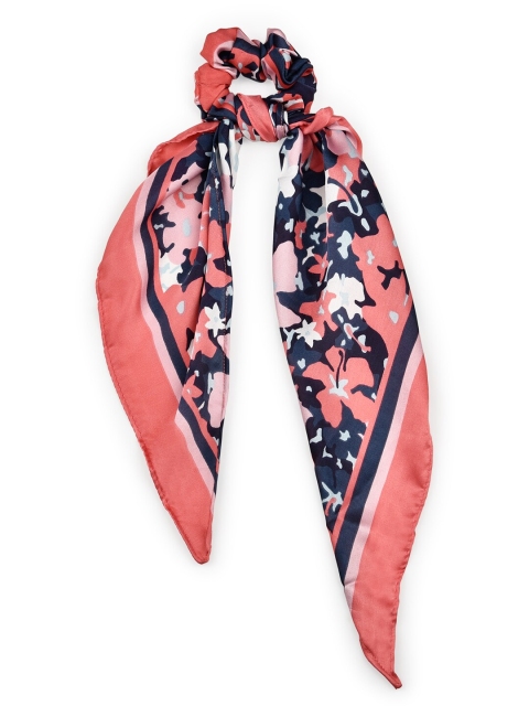 

ToniQ Peach-Coloured & Navy Blue Monet Satin Floral Printed Ponytail Holders