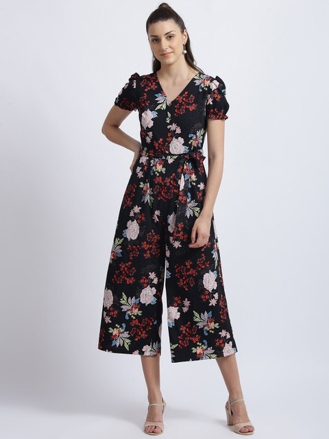 

Zink London Women Black & White Floral Printed Basic Jumpsuit