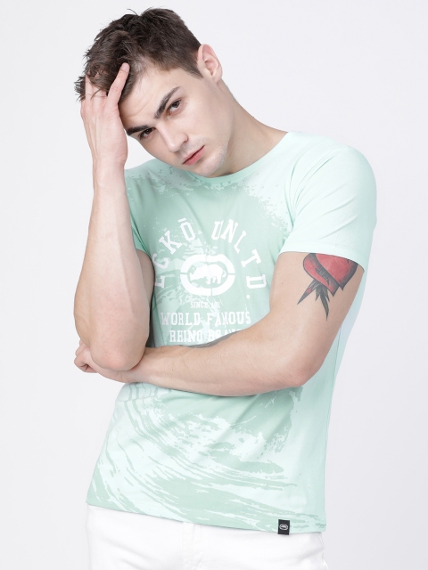 

Ecko Unltd Men Green & White Printed Round Neck T-shirt