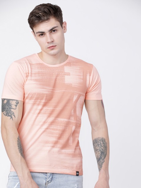 

Ecko Unltd Men Peach-Coloured Brand Logo Print Round Neck T-shirt