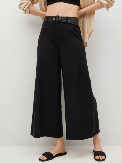 

MANGO Women Sustainable Black Solid High-Rise Parallel Trousers