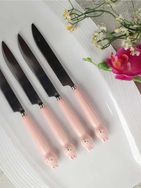 

YOYOSO Pink & Silver-Toned Set of 4 Steel Knife with Ceramic Handle