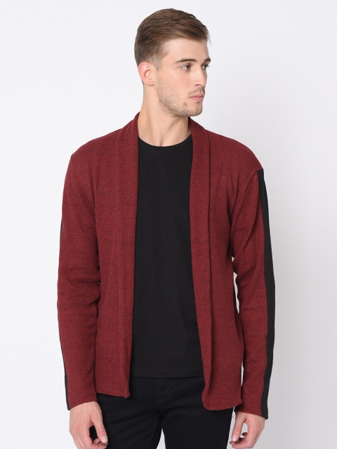 

Rigo Men Maroon Colourblocked Front-Open Sweater
