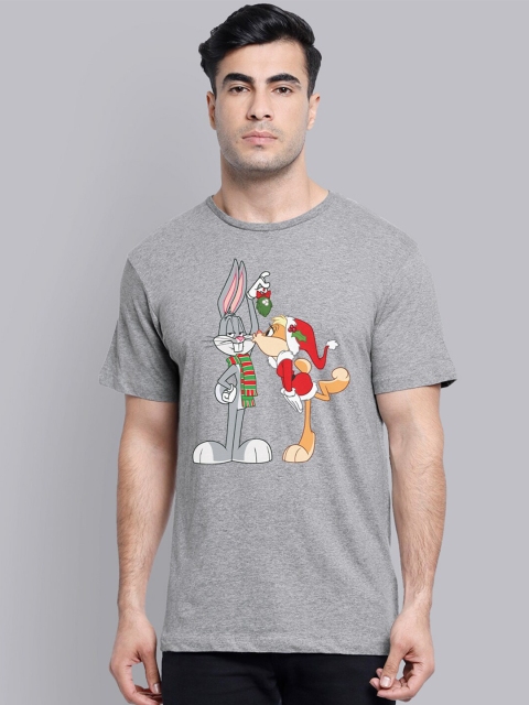 

Free Authority Men Grey Melange Looney Tunes Printed Round Neck T-shirt