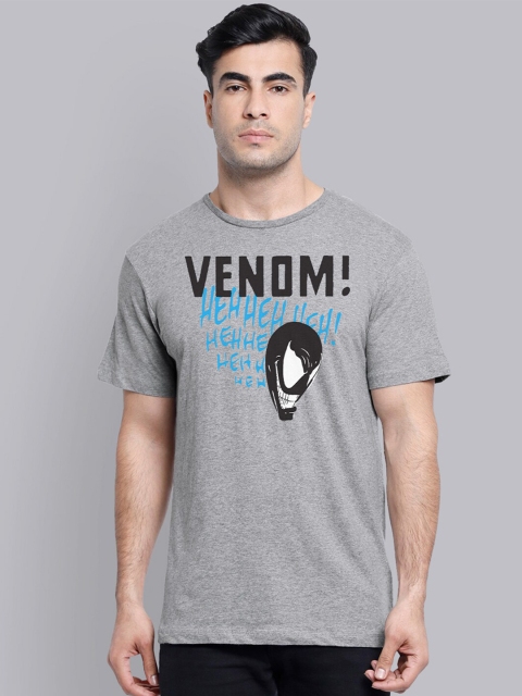 

Free Authority Men Grey Melange Venom Printed Round Neck T-shirt