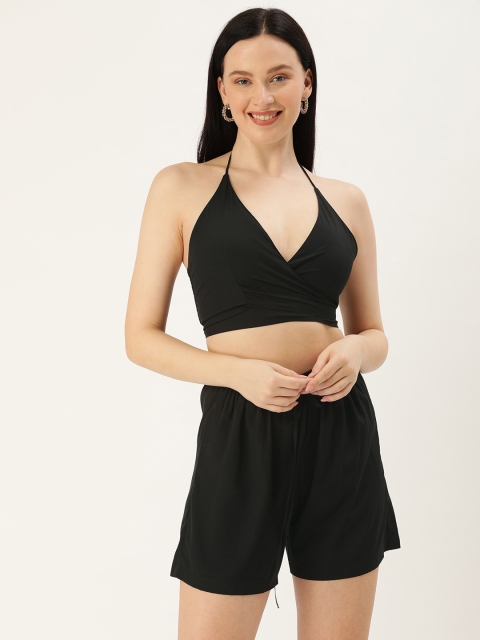 

SECRETS BY ZEROKAATA Black Halter Neck Two-Piece