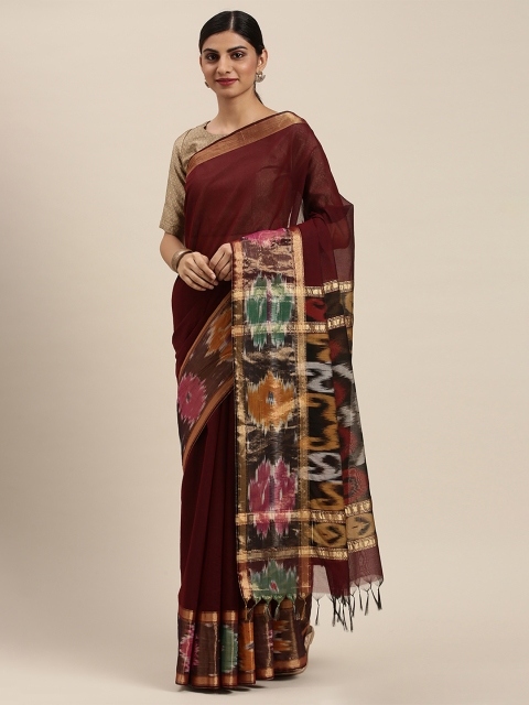 

Soch Maroon Ethnic Motifs Pure Silk Banarasi Saree