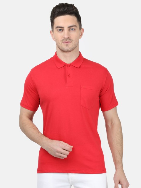 

Monte Carlo Men Red Solid Polo Collar T-shirt