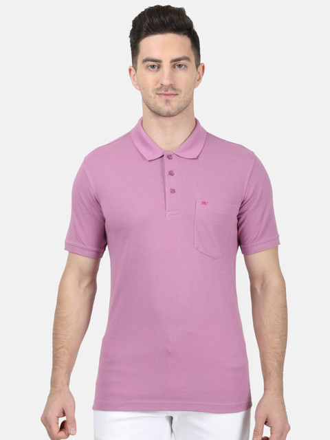 

Monte Carlo Men Pink Solid Polo Collar T-shirt