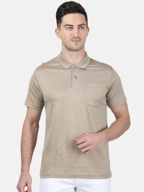 

Monte Carlo Men Beige Solid Polo Collar T-shirt