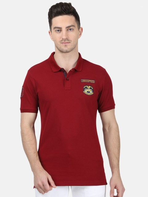 

Monte Carlo Men Maroon Solid Polo Collar T-shirt