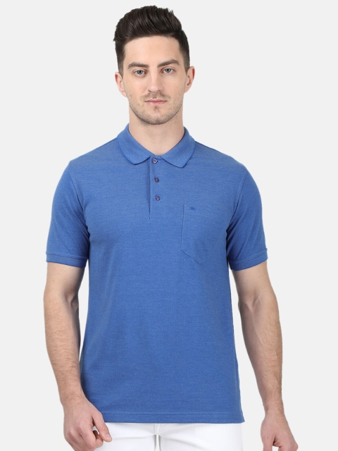 

Monte Carlo Men Blue Solid Polo Collar T-shirt