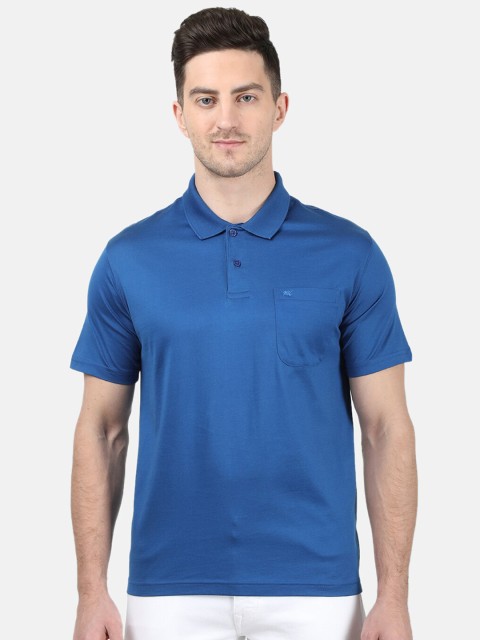 

Monte Carlo Men Blue Solid Polo Collar T-shirt