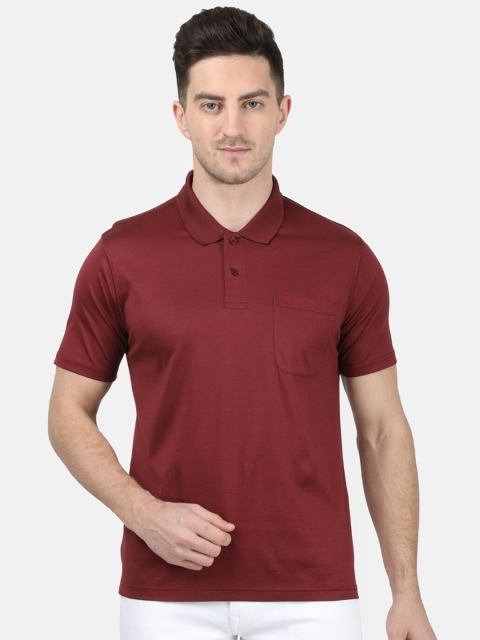 

Monte Carlo Men Maroon Solid Polo Collar T-shirt