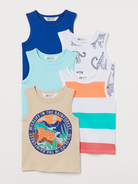 

H&M Boys 5-Pack Vest Cotton Tops, Multi