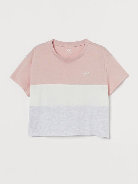 

H&M Girls Multicoloured Colourblocked Boxy T-shirt, Multi